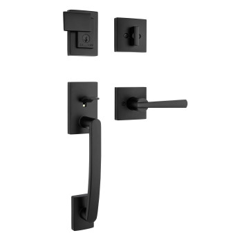 Baldwin Spyglass Front Entry Handleset With Interior Lever Featuring Smartkey Deadbolt Rekey Technology In Matte Black