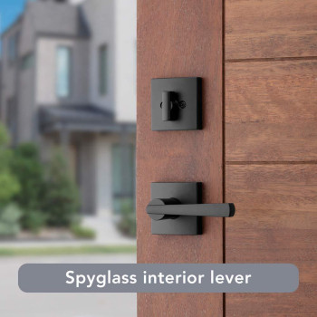 Baldwin Spyglass Front Entry Handleset With Interior Lever Featuring Smartkey Deadbolt Rekey Technology In Matte Black