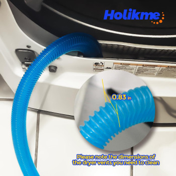 Holikme 2 Pieces Dryer Vent Cleaner Kit Dryer Lint Vacuum Attachment And Flexible Dryer Lint Brush Vacuum Hose Attachment Blu