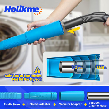 Holikme 2 Pieces Dryer Vent Cleaner Kit Dryer Lint Vacuum Attachment And Flexible Dryer Lint Brush Vacuum Hose Attachment Blu