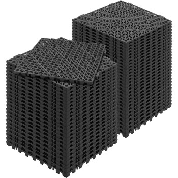 Happybuy Interlocking Tile 55Pcs Black Drainage Tiles 12 X 12X 06 Splicing Soft Pvc Interlocking Floor Tiles Nonslip Dr