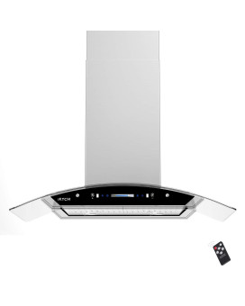 Iktch Upgrated 36Island Mount Range Hood 900 Cfm Ducted Range Hood With 4 Speed Fan Stainless Steel Tempered Glass Range Hood