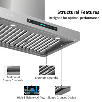 Iktch 36Wall Mount Range Hood 900 Cfm Ductedductless Range Hood With 4 Speed Fan Pure Stainless Steel Range Hood 36 Inch Wi