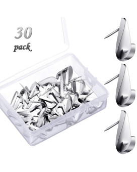 30 Pcs 20 Lbs Pin Hooks Push Pin Hangers Teardrop Style Push Pin Picture Hooks Metal Picture Hanging Nails For Home Office Woode