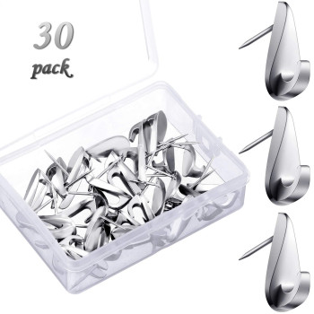 30 Pcs 20 Lbs Pin Hooks Push Pin Hangers Teardrop Style Push Pin Picture Hooks Metal Picture Hanging Nails For Home Office Woode