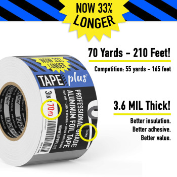 Professional Grade Aluminum Foil Tape 3 Inch By 210 Feet 70 Yards Perfect For High Temperature Hvac Sealing Patching Ho