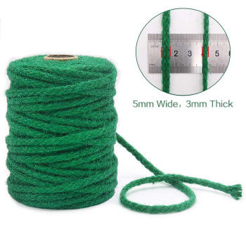 Tenn Well Green Garden Twine 100 Feet X 5Mm Wide Braided Jute Rope For Gardening Crafting Packing And Bundling