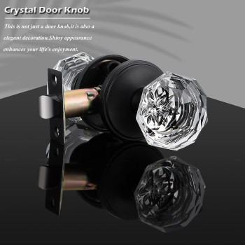 Gobrico 6 Pack Diamond Interior Door Knobs Hallcloset Crystal Glass Doorknobs In Matte Black Passage Door Hardware For Pantry