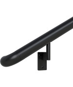 Promenaid 3Ft Ada Handrail Kit Satin Black Complete Indooroutdoor Handrail For Stairs 16 Round Anodized Aluminum Raili