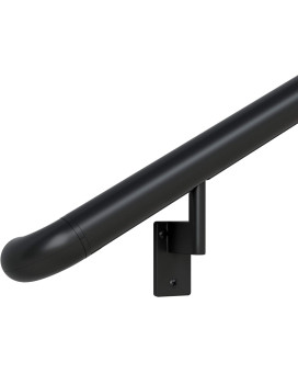 Promenaid 3Ft Ada Handrail Kit Satin Black Complete Indooroutdoor Handrail For Stairs 16 Round Anodized Aluminum Raili