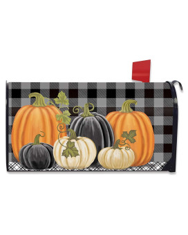 Briarwood Lane Checkered Pumpkins Autumn Magnetic Mailbox Cover Primitive Standard