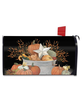 Briarwood Lane Fall Bushel Primitive Magnetic Mailbox Cover Pumpkins Star Pip Berries Standard