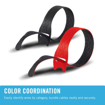 Velcro Brand Cable Ties 100Pk 8 X 12 Red And Black Reusable Alternative To Zip Ties Onewrap Thin Precut Cord Organizat