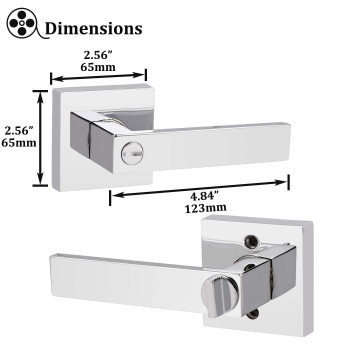 Gobrico 4 Pack Square Bedbathr Door Levers In Bright Chrome Privacy Door Locks Interior Door Handles Hardware