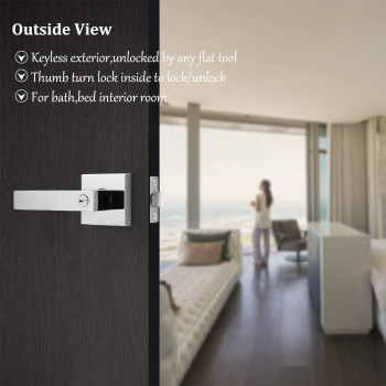 Gobrico Privacy Door Handles With Square Rosette 10 Pack Bedbath Locks In Polished Chrome Interior Door Levers