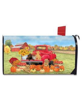 Briarwood Lane Fall Puppies Magnetic Mailbox Cover Red Pickup Dogs Labs Standard