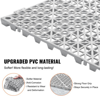 Happybuy Interlocking Tile 55Pcs Grey Drainage Tiles 12 X 12X 06 Splicing Soft Pvc Interlocking Floor Tiles Nonslip Dra