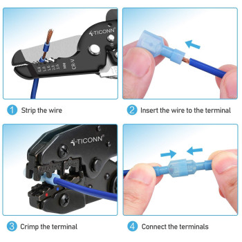 Ticonn 100 Pcs Nylon Spade Quick Disconnect Connectors Kit Electrical Insulated Terminals Male And Female Spade Wire Crimp Ter