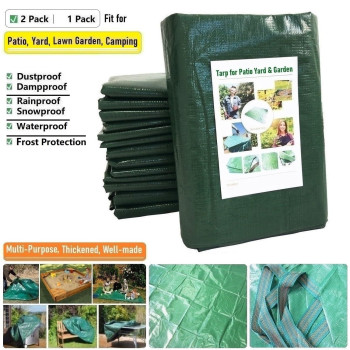 2Pack 7X7 Ft Waterproof Tarps Yard Garden Leaf Tarp W 4 Handles For Sandbox Cover Outdoor Tarp Lawn Debris Tarp Landscape Prun