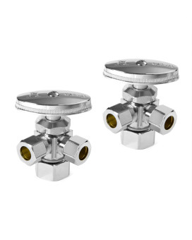 Pack Of 2 Efield Dual Compression Outlet Angle Stop Valve Multiturn 12 Nom 58 Odx38X 38 Chrome