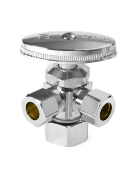 Efield Dual Compression Outlet Multiturn Angle Stop Valve 12 Nom 58 Od X 38 Inch X 38 Inch Chrome