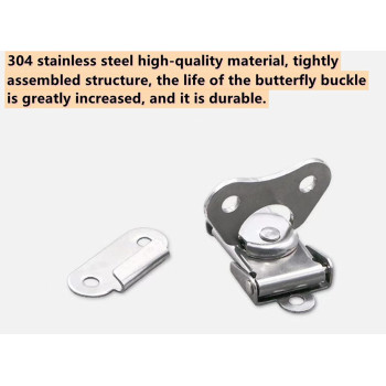 Butterfly Latch 304 Stainless Steel Spring Loaded Small Butterfly Twist Latch Buckle Latch For Suitcases Wooden Box2Pcs