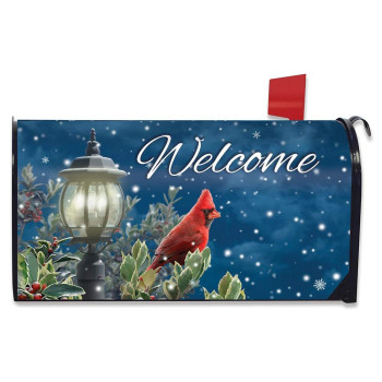 Briarwood Lane Winter Solitude Cardinal Magnetic Mailbox Cover Welcome Standard