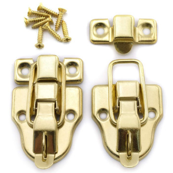 Sdtc Tech 2Pack Retro Gold Style Box Toggle Latch Antique Metal Duckbilled Hasp Latch Catch With Padlock Hole For Jewelry Box C