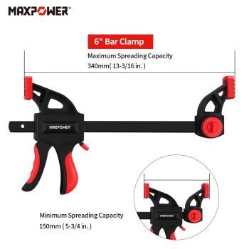 Maxpower 6Inch Bar Clamp And 13Inch Spreader Pack Of 4