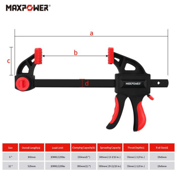 Maxpower 6Inch Bar Clamp And 13Inch Spreader Pack Of 4