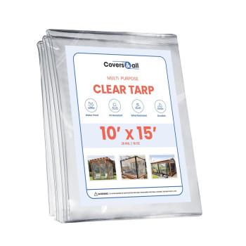 Covers All Heavy Duty Multipurpose Clear Tarp With Grommets Waterproof 20Mil Vinyl Material 10 L X 15 W Feet Designed Fo