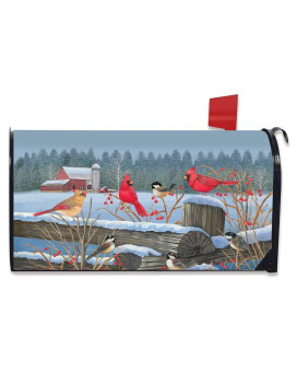 Briarwood Lane Birds Of Winter Cardinals Magnetic Mailbox Cover Snowy Standard