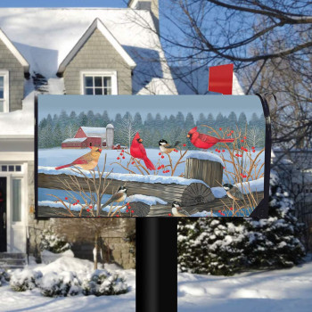 Briarwood Lane Birds Of Winter Cardinals Magnetic Mailbox Cover Snowy Standard