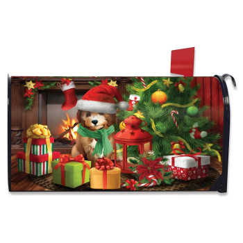 Waiting For Santa Christmas Magnetic Mailbox Cover Puppy Standard Briarwood Lane