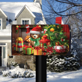 Waiting For Santa Christmas Magnetic Mailbox Cover Puppy Standard Briarwood Lane