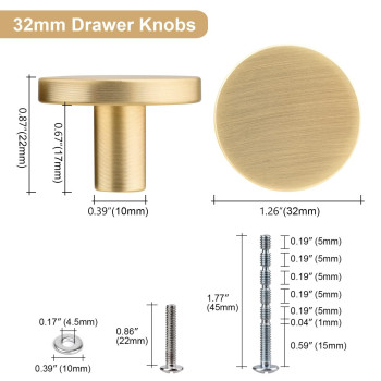 Weaverbird 4 Pieces Round Cabinet Knobs Brushed Gold Zinc Alloy Kitchen Cabinet Hardware Cupboard Knobs Small Drawer Knobs