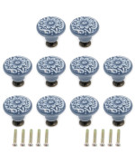 Geesatis 10 Pcs Ceramic Knobs Drawer Cabinet Pull Handle Knobs Furniture Decorative Pull Tool With Mounting Screws Light Blue