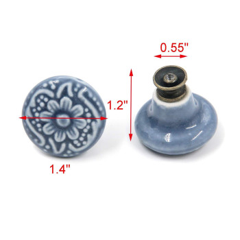 Geesatis 10 Pcs Ceramic Knobs Drawer Cabinet Pull Handle Knobs Furniture Decorative Pull Tool With Mounting Screws Light Blue