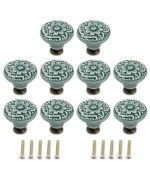 Geesatis 10 Pcs Decorative Knob Ceramic Knobs Drawer Cabinet Pull Handle Knobs Furniture Decorative Pull Tool With Mounting Scre