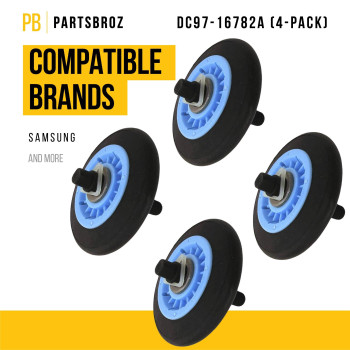 Partsbroz Dc9716782A Dryer Drum Roller 4Pack Compatible With Samsung Amana Kenmore Replaces Ap5325135 Ps4221885 Dve50M74