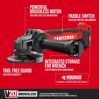 Craftsman V20 Angle Grinder 412Inch Tool Only Cmcg450B