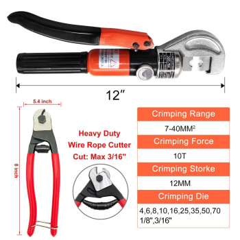 Cke Upgraded Hydraulic Cable Crimper Hand Tool For 18 316 Stainless Steel Cable Railing Fittings Wire Swaging Tool10 Ton A