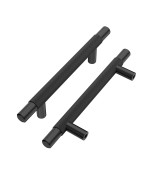 Alzassbg 10 Pack Matt Black Cabinet Pulls 334 Inch96Mm Hole Centers Cabinet Handles Kitchen Hardware Knurled T Bar European