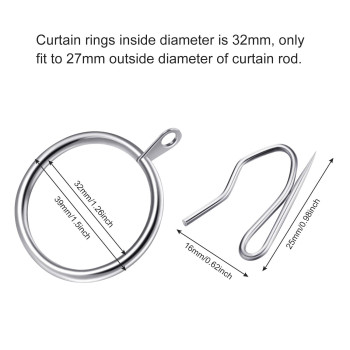 Hotop 30 Pieces Metal Drapery Curtain Rings Curtain Hanging Rings And 30 Pieces Metal Curtain Drapery Pin Hooks For Window Door