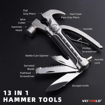 Veitorld Gifts For Husband Boyfriend Him Anniversary Birthday Gift Ideas For Men Him All In One Tools Mini Hammer Multitool Wi