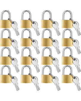 Hotop 16 Pieces Mini Padlock Small Solid Brass Locks 125 With 3 Keys For Luggage Lock Backpack Gym Locker Lock Suitcase Lo