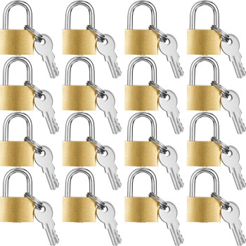 Hotop 16 Pieces Mini Padlock Small Solid Brass Locks 125 With 3 Keys For Luggage Lock Backpack Gym Locker Lock Suitcase Lo