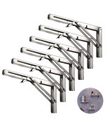 Folding Shelf Brackets 16 Inch Heavy Duty Stainless Steel Collapsible Hinges Wall Mounted Angle L Bracket For Floating Shleves