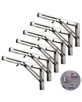 Folding Shelf Brackets 16 Inch Heavy Duty Stainless Steel Collapsible Hinges Wall Mounted Angle L Bracket For Floating Shleves