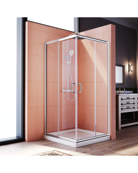 Elegant Corner Shower Enclosure 34 D X 34 W X 72 H Double Sliding Shower Door With 2 Stationary Panels Shower Enclosur